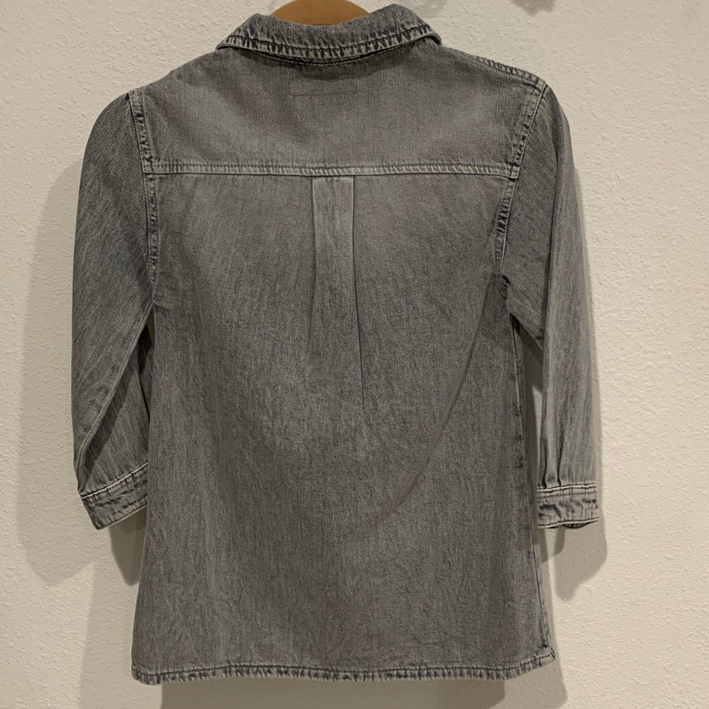 NWT Zara Kids Girls Gray Denim Button-Front Shirt Dress, 8 - Picture 2 of 8